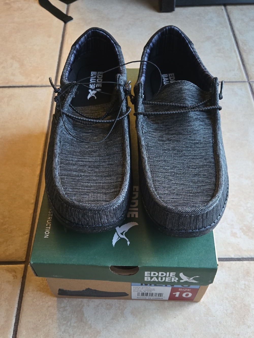 Eddie Bauer Men’s Gray Knit Slip-On Moccasin Lace Up Loafers